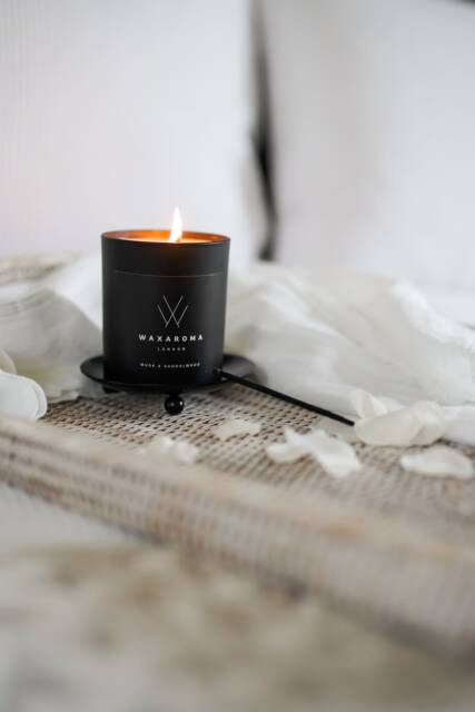 Amber Noir Soy Candle Luxury Black Matte Jar, Wooden Wick - image 1