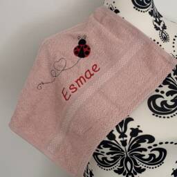 Ladybug Towel - Personalised Face Cloth/Hand Bath = Embroidered Ladybird - thumbnail 3
