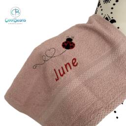 Ladybug Towel - Personalised Face Cloth/Hand Bath = Embroidered Ladybird - thumbnail 2