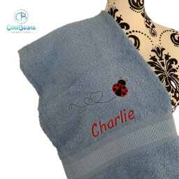 Ladybug Towel - Personalised Face Cloth/Hand Bath = Embroidered Ladybird - thumbnail 1