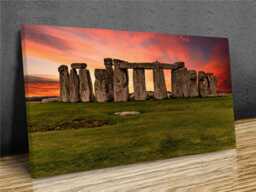 stonehenge At Dawn, English Heritage, Panoramic, Wall Art, Mounted Canvas Print Ready To Hang - thumbnail 1