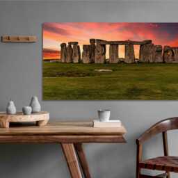 stonehenge At Dawn, English Heritage, Panoramic, Wall Art, Mounted Canvas Print Ready To Hang - thumbnail 3