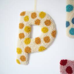 Yellow Custom Letter Polka Dot Wall Hanging - thumbnail 1