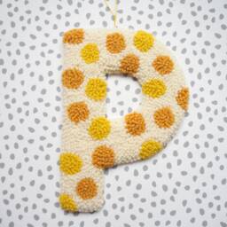 Yellow Custom Letter Polka Dot Wall Hanging - thumbnail 3