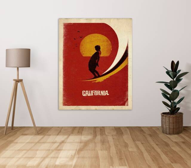 California Surfing - Metal Sign Plaque Wall Art Decor Signage