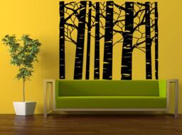 Wall Decal Vinyl Sticker Decals Peal & Stick Cheap Decor Art Birch Tree Trees Leaves Floral Nature Bushes Bush Big Huge L403
