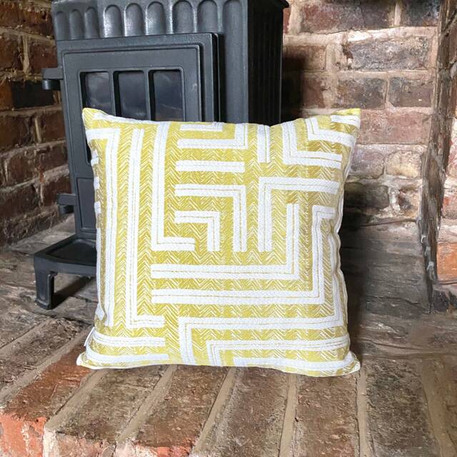 496. Ashley Wilde Vasarely Apple Yellow Jacquard Cushion Cover. Various Sizes - image 1