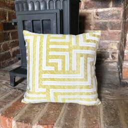496. Ashley Wilde Vasarely Apple Yellow Jacquard Cushion Cover. Various Sizes - thumbnail 1