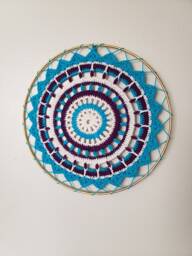 Crochet Mandala Home Interior Wall Decor Housewarming Gift - thumbnail 1