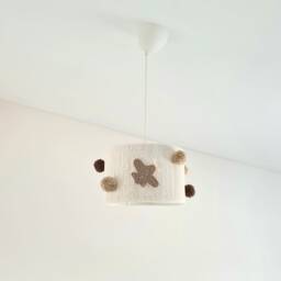 Airplane Nursery Lamp Shade Boho Pom Ceiling Light - thumbnail 2