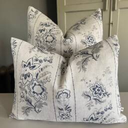 Cabbages & Roses India Rose Blue Luxury Designer Vintage Cushion Pillow Cover - thumbnail 1