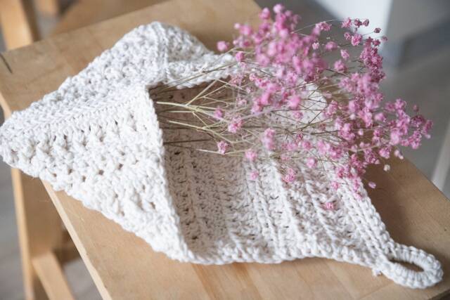 Crochet Flower Wall Basket Boho Home Decor - 30x19 cm - image 1