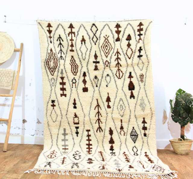 Handwoven Wool Moroccan Rug - Ivory Beni Ourain Carpet - image 1