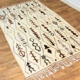 Handwoven Wool Moroccan Rug - Ivory Beni Ourain Carpet - thumbnail 3