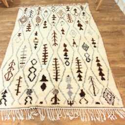 Handwoven Wool Moroccan Rug - Ivory Beni Ourain Carpet - thumbnail 2