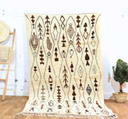 Handwoven Wool Moroccan Rug - Ivory Beni Ourain Carpet - thumbnail 1