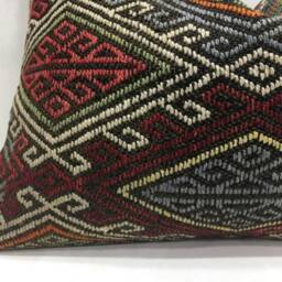 Vintage Kilim Pillow Cover, Bohemian Handwoven Turkish Cushion - 16x24 - thumbnail 3