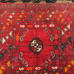 Afghan Traditional Hand Knotted Floor Cushion , Tribal Wool Woven Dark Red Rug 2x3.10 Ft - thumbnail 3