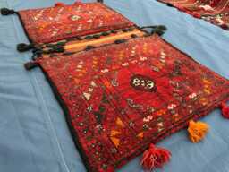 Afghan Traditional Hand Knotted Floor Cushion , Tribal Wool Woven Dark Red Rug 2x3.10 Ft