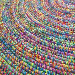 Handmade Wool Round Rug Colorful Crochet Rug - thumbnail 3