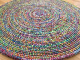 Handmade Wool Round Rug Colorful Crochet Rug - thumbnail 1