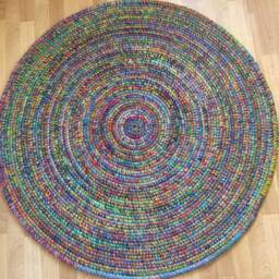 Handmade Wool Round Rug Colorful Crochet Rug - thumbnail 2