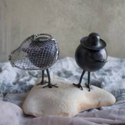 Metal Bird Sculpture Newlywed Couple On Stone Base By The Steel Style Things - thumbnail 4