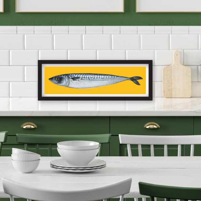 Framed Sardine Print Print, Prints Framed, Vintage Illustration Kitchen Sardine, Panoramic For - image 1