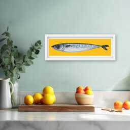 Framed Sardine Print Print, Prints Framed, Vintage Illustration Kitchen Sardine, Panoramic For - thumbnail 2