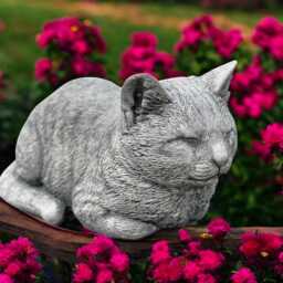 Concrete Lying Cat Statue Sleeping Kitten Figurine Stone Garden Memorial Sculpture Outdoor Yard Ornament Gift For Lover Holiday Gift - thumbnail 1