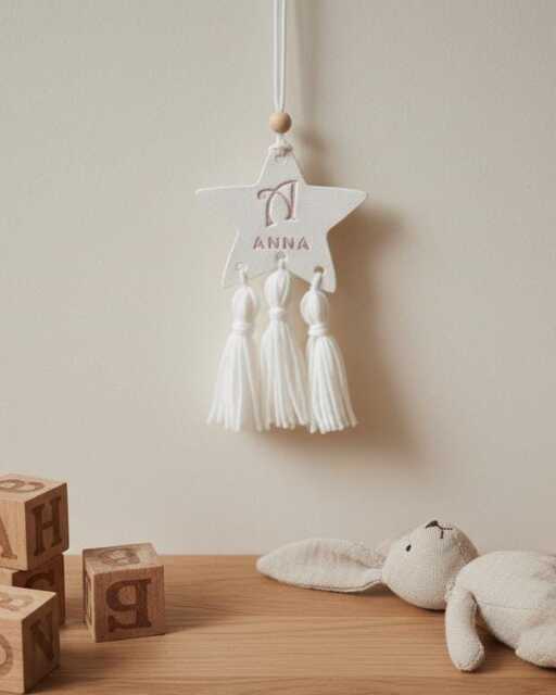 Personalized Clay Star Keepsake Nursery Decor Wall Hanging - image 1