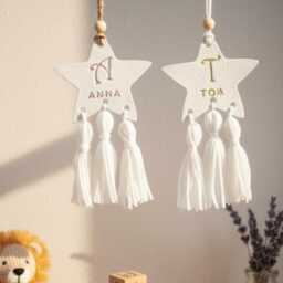 Personalized Clay Star Keepsake Nursery Decor Wall Hanging - thumbnail 2