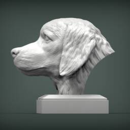 3D Printed Golden Retriever Bust Pet Memorial Dog Figurine - thumbnail 3