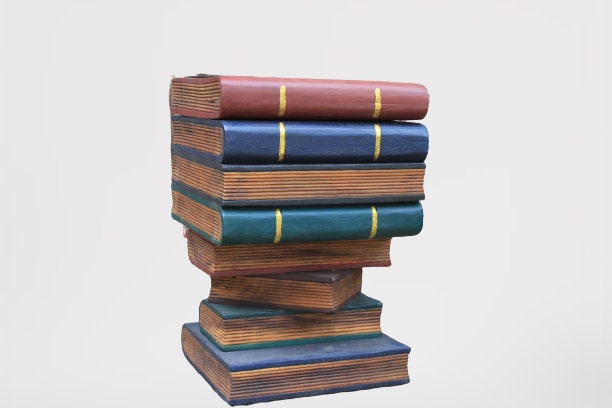 Large Hand Carved & Painted Character Book Stool - Opening Furniture. Handmade & Hand Painted Side Table. Storage - image 1