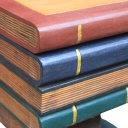 Large Hand Carved & Painted Character Book Stool - Opening Furniture. Handmade & Hand Painted Side Table. Storage - thumbnail 4