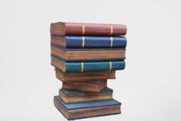 Large Hand Carved & Painted Character Book Stool - Opening Furniture. Handmade & Hand Painted Side Table. Storage