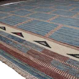 Handwoven Swedish Kilim Rug Scandinavian Flatweave, Wool & Cotton - thumbnail 4