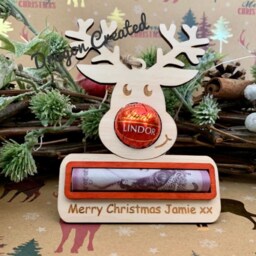 Personalised Reindeer Christmas Ornament Lindor Chocolate & Money Holder - thumbnail 3