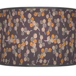 Berry Print Drum Lampshade - Orange, Yellow, Grey & Beige Pendant Light Handmade Botanical Ceiling Shade For Modern Rustic Decor - thumbnail 2