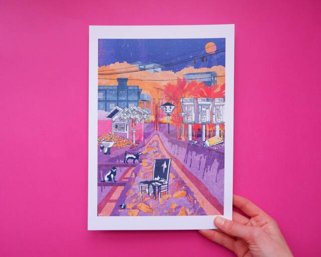 A4 Art Print - Colourful Malaysian Landscape Hand Drawn/Digital Art Quarantine Walks #3 - image 1