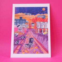 A4 Art Print - Colourful Malaysian Landscape Hand Drawn/Digital Art Quarantine Walks #3 - thumbnail 2