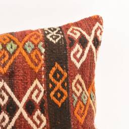 Handwoven Turkish Kilim Pillow Cover Tribal Lumbar Cushion - 16x24 - thumbnail 2