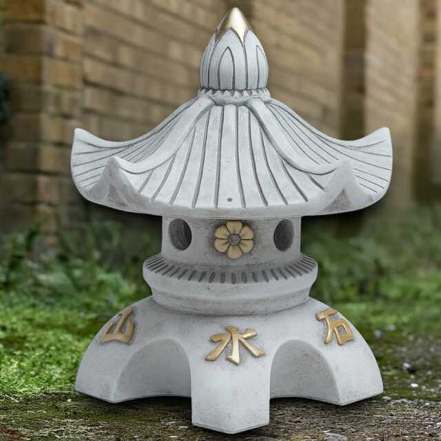 Large Pagoda Statue Concrete Lantern Figurine Stone Asian Cement Decor Handmade Zen Garden Art - image 1