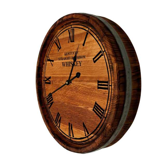Personalised Kentucky Bourbon Whiskey Barrel Clock, Custom Wall Head, Vintage Whisky Lid, Country Home Decor Bar, Rustic Unique Gift - image 1