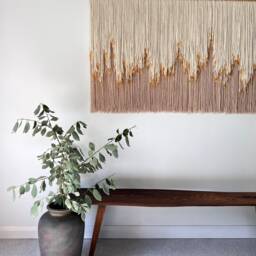Elegant Luxury Fiber Wall Hanging, Artful Decoration, Calming Bedroom Decor, Delicate Interior Layered Art, Ambient Room Decal - thumbnail 2