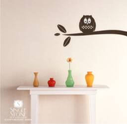 Owl On Branch Wall Decal - Vinyl Stickers Art Custom Home Decor - thumbnail 1