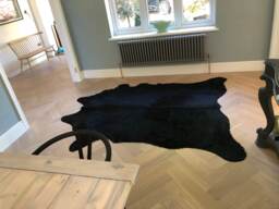 Black Cow Hide , Hide, Rug, Natural Xl Black Leather, Xl, Large