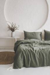 Gray Green Linen Duvet Cover With Coconut Buttons, Natural Soft Bedding, Stonewashed Cover, Comforter Gift Idea