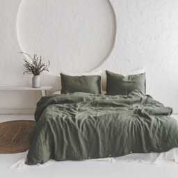 Gray Green Linen Duvet Cover With Coconut Buttons, Natural Soft Bedding, Stonewashed Cover, Comforter Gift Idea - thumbnail 3