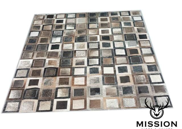 Cowhide Rug Patchwork Grey - image 1